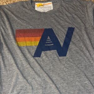 Aviator Nation Heather Gray Tee with Retro Stripe XL